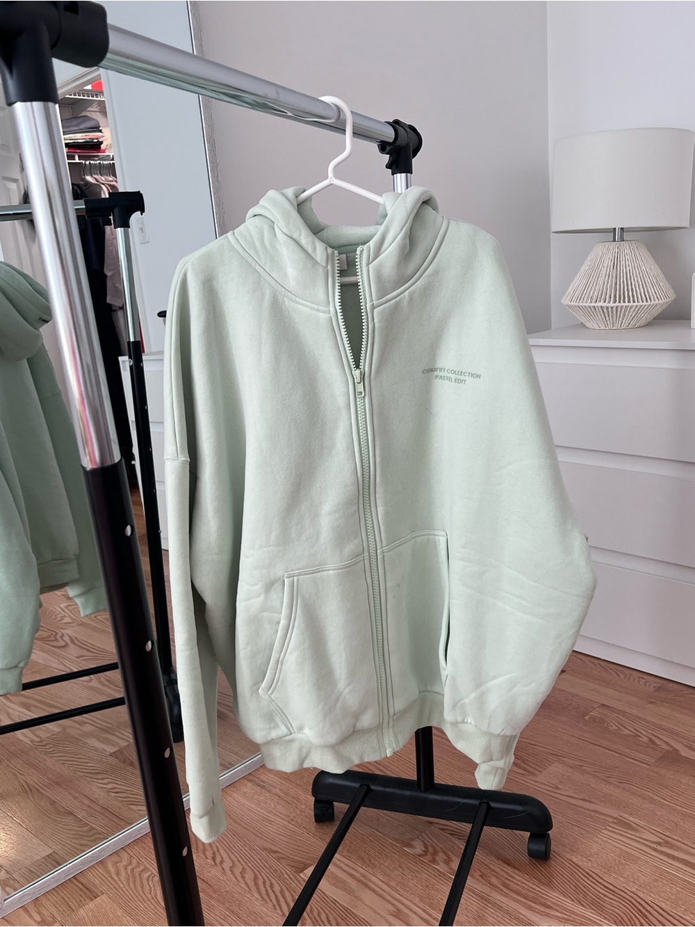 Light Mint Zip-Up Hoodie Sweatshirt